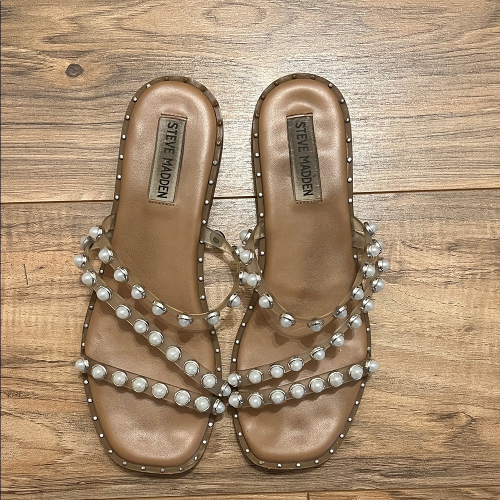 Steve Madden Brown Pearl Strappy Sandals